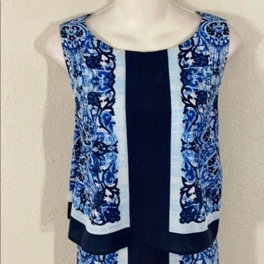 Michael Kors blue printed framed popover dress C.C18
